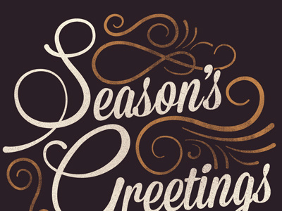 Season's Greetings black christmas cursive curves custom gold holiday lettering script swoop texture type vintage