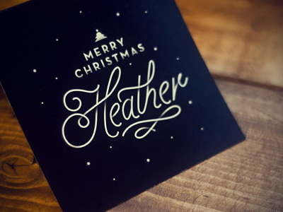 Christmas Card black card christmas custom design dots greeting heather holidays print script snow texture type vintage winter wood
