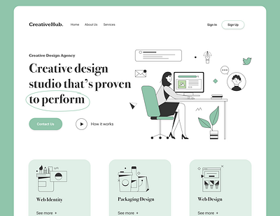 Creative hub website branding creative market design illustration logo ui ux web design website
