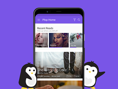 Plop Stories android design app design chat app ios design mobile design mobile ui mobile ux penguins plop story reading ui ux