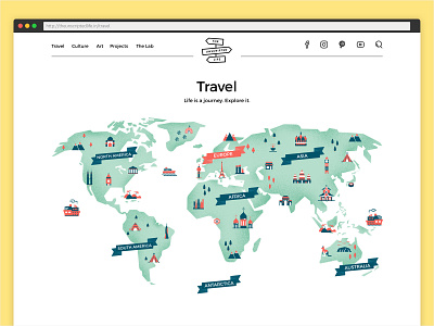 The UnscriptedLife explore illustration responsive design travel blog travel blogger ui design uxdesign web ui ux webdesign website builder website design world map