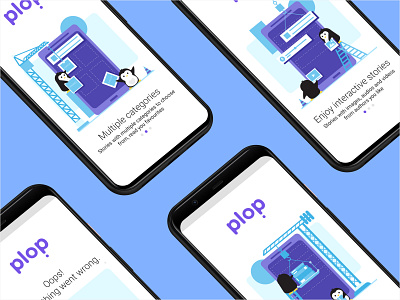Plop Stories android app illustrator interactive interactive stories ios app ios app design onboarding penguins plo plop responsive romance stories walkthroughs