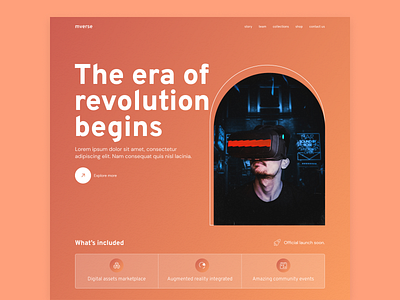 Metaverse website header design ui