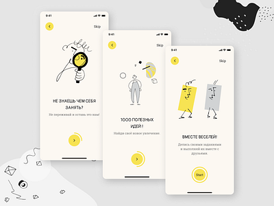 Onboarding screens for mobile app