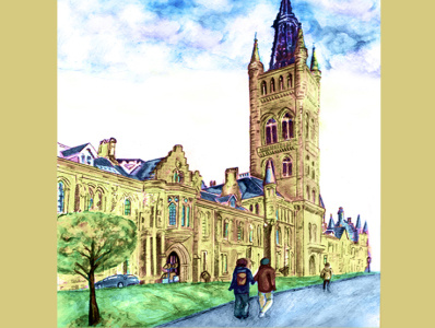 University of Glasgow sketch by Brian Mcguffie brian mcguffie glasgow university sketch university of glasgow sketch