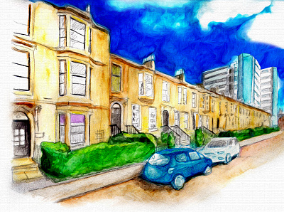 Around Glasgow from Brian Mcguffie sketchbook brian mcguffie glasgow sketch sketch of a glasgow street