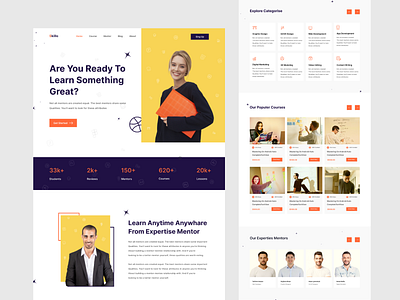 Online Course Landing Page - Exploration 📚 3d animation branding course e learning education website freebie graphic design illustration landing page design logo motion graphics online course online course landing page study ui ui design ui kit vector website design