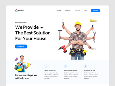 Home Service Website Concept 3d animation branding cleaning service design freebie ui home service illustration landing page logo motion graphics popular product design real estate repair service ui design ui kit vector web design website design