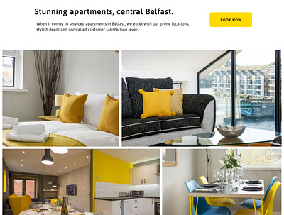 Book now - gallery and booking section - Apartment website branding design interior web