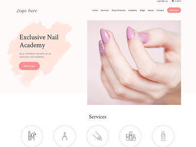 Nail Technician website desktop design beauty branding design nails pink web website