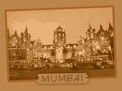 MUMBAI adobe illustrator bombay brown cartoon design fashion freelance graphic design hire illustration illustrator mumbai old old photo railway station retro retro photo vector