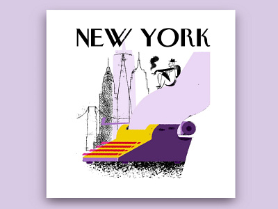 NY poster design editorial illustration newyork newyorkcity newyorkposter nyc portfolio poster sashamarsa smoking typewriter