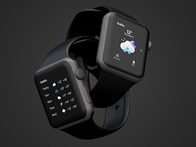 Apple Watch Weather App UI Design adobe xd app apple concept creative dailyui design figma minimal ui ux watchos weather