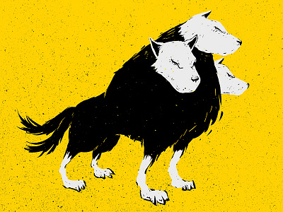 Hound character design digital linocut illustration
