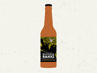Raivoava Rakki Pullo beer bottle illustration mockup