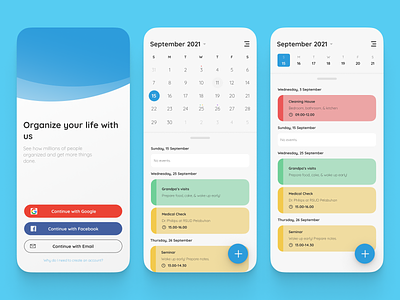 Calendar Mobile Application app calendar dates ios app management mobile app mobile app design mobile design planning schedule task todo ui ui kit ux