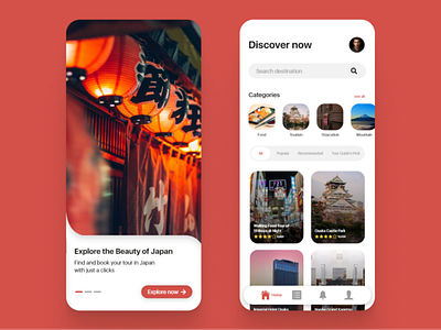Explore Japan - Travel App app app design destination app japan ticket app tourism travel travel app travel mobile app trip ui ux vacation