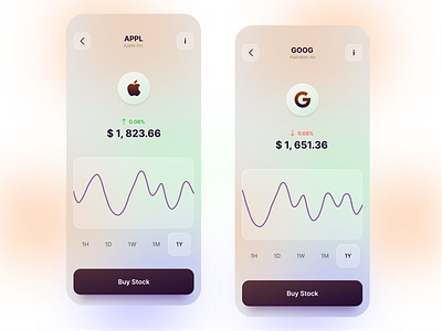 Glassmorphism Stock Mobile App chart clean currency finance fintech glassmorphism investment minimal mobile app stock wallet