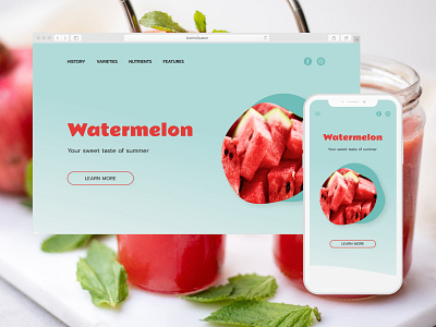 Watermelon landing concept design landing page web desing вебдизайн лендинг