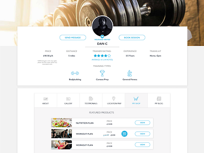 Person Trainer Profile Page personal trainer profile page uxui