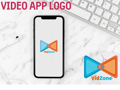 Video App's Logo app branding cool cup design flat flatlogo food fruits icon logo logos mobileapp ui ui design ux vector videoapp