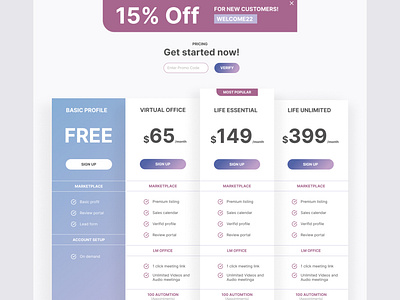 Pricing table - UI Design