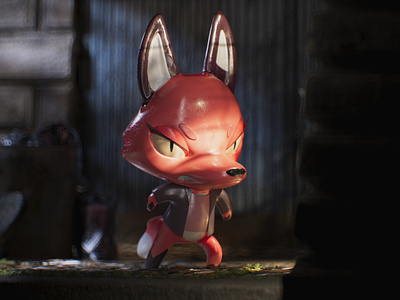 Cinematic stylized Angry Fox 3d 3d artist animation character cinema4d cinematic concept design illustration lighting motion graphics photoshop render rendering stylized texturing ui