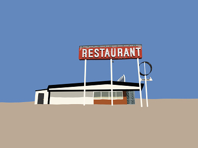 Restaurant in the middle of nowhere illustration illustration art nowhere restaurant vector vector art vector illustration