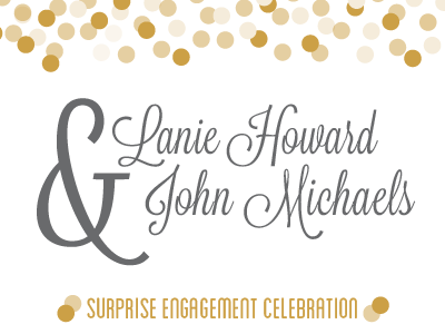 Gold Engagement Invitation celebration confetti engagement gold gray script wedding white