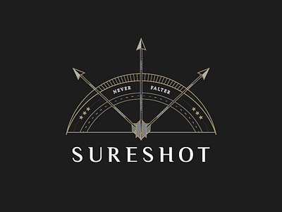 Unused Sureshot Logo bow and arrow brand concept gold identity line team