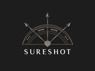 Unused Sureshot Logo bow and arrow brand concept gold identity line team