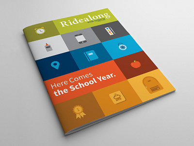 Here Comes the School Year app back to school color cover flat icons magazine school supplies