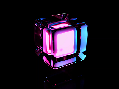 3D Crystal glowing cube 3d 3d animation 3d art abstract animation blender blender3d crystal cube glassy ice render