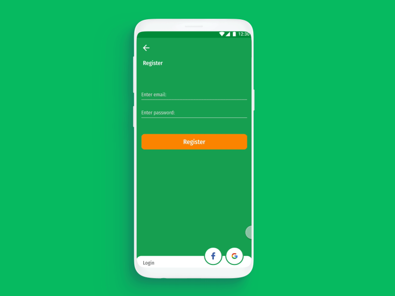 Login using Android Backdrop android app backdrop design e commerce login material register ui ux