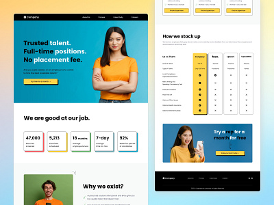 Recruitment Agency - Landing Page adobexd branding cleandesign graphic design hire employees homepage job searching landing page recruitment agency ui uiux web design xd