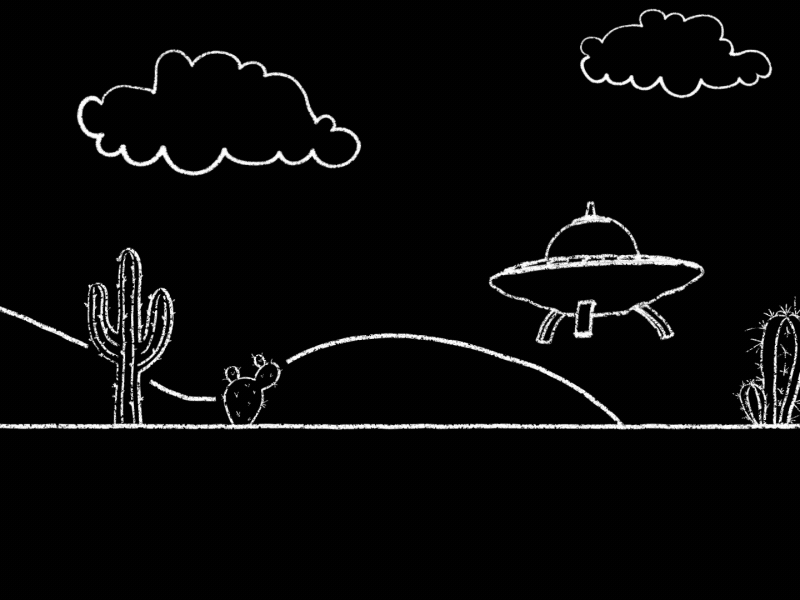 UFO Landing Sketch and Toon