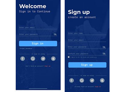 Daily UI #001 -Sign up app design signin signup ui ux