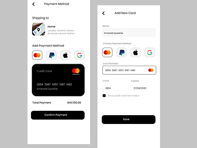 E-commerce Payment Method app e commerce earbud mobileapp payment method ui ux