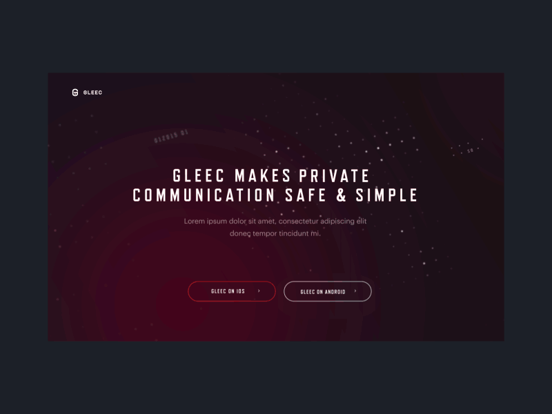 Gleec Homepage font animation homepage interaction particule prototype type animation ui webdesign