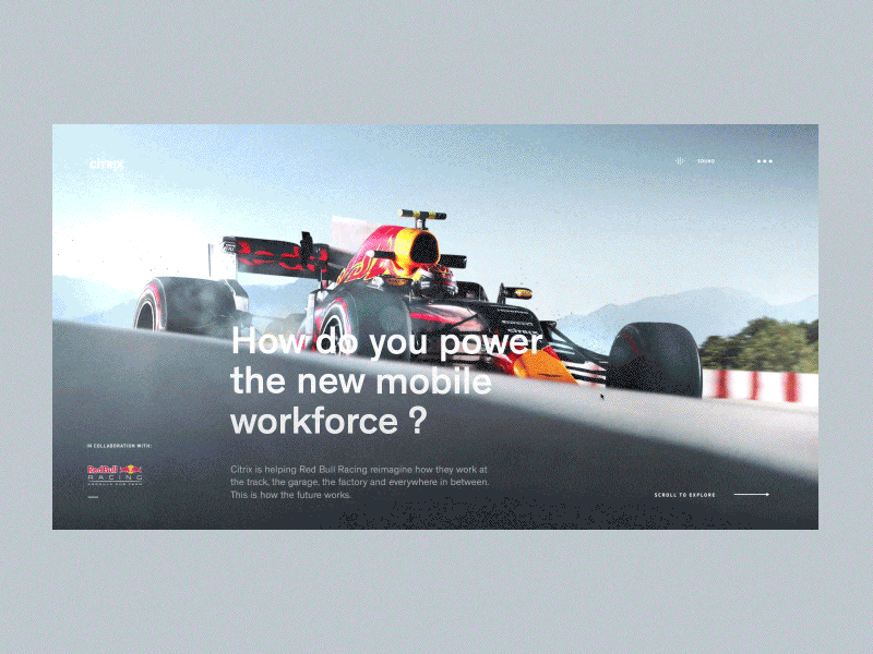 Redbull Racing x Citrix - Website Experience 3d after effects data f1 formula 1 parallax racing redbull