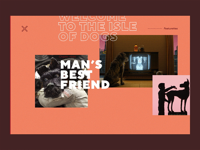 Isle of dogs - Microwebsite dog website homepage interactive menu micro website outline website animation