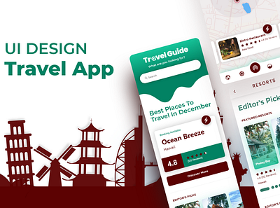 Travel App UI UX Design app branding design icon illustration logo presentation travel app typography ui ui ux ux vector