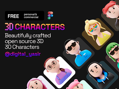 3D Characters Free 3d 3d characters 3d icons 3d items animation app branding design graphic design illustration logo motion graphics typography ui ux vector