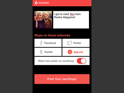 Jamsnap - post creation view feed ios7 iphone mobile photo post share
