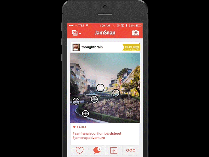 Jamsnap: Your photos, your sounds. animation camera gif ios7 iphone mobile photo post share sound