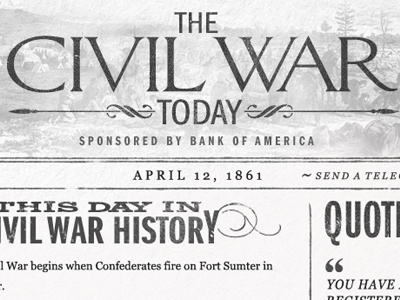 The Civil War Today for iPad: Typography for broadsheet header
