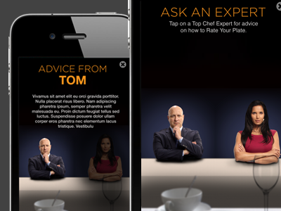 Top Chef Judges' Table : Ask An Expert iphone mobile ui