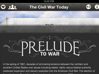 The Civil War Today for iPad: Typography for Prelude civil war ipad mobile typography ui