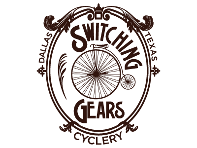 Switching Gears Cyclery logo bike shop design logo