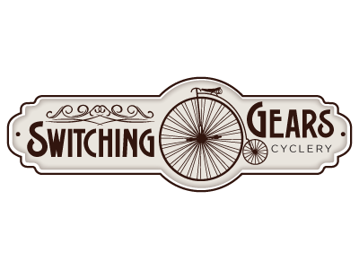 Switching Gears Cyclery logo bike shop design logo